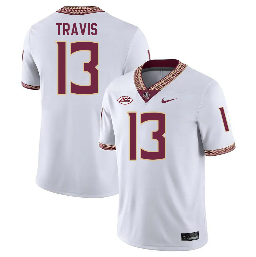#13 Jordan Travis Florida State Seminoles Jerseys Football Stitched-White - Click Image to Close
